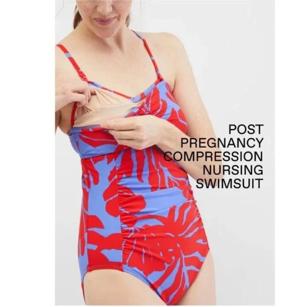 NWT Motherhood Bounceback Collection Tropical Post Pregnancy Nursing Swimsuit